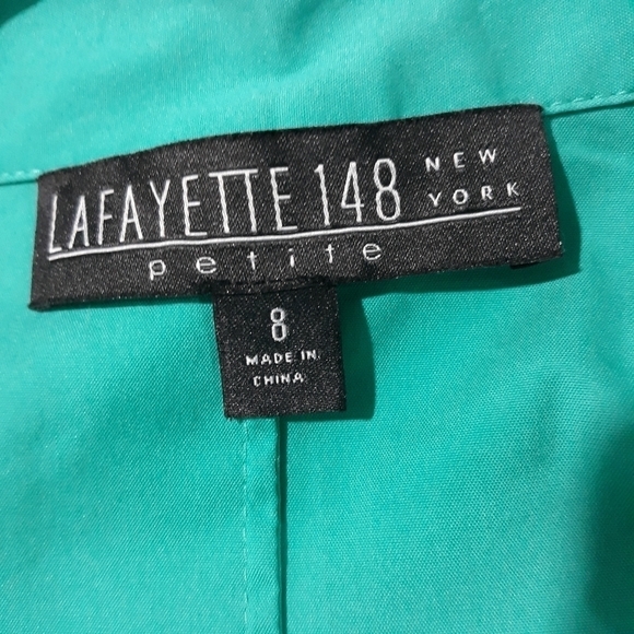 Lafayette 148 New York Cotto Shirt Button Down 3/4 Sleeve Turquoise Top … - Picture 10 of 12